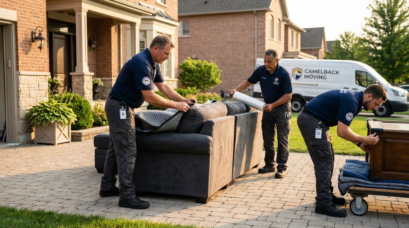 Large estate moving crew wrapping furniture in Chesterfield, MA